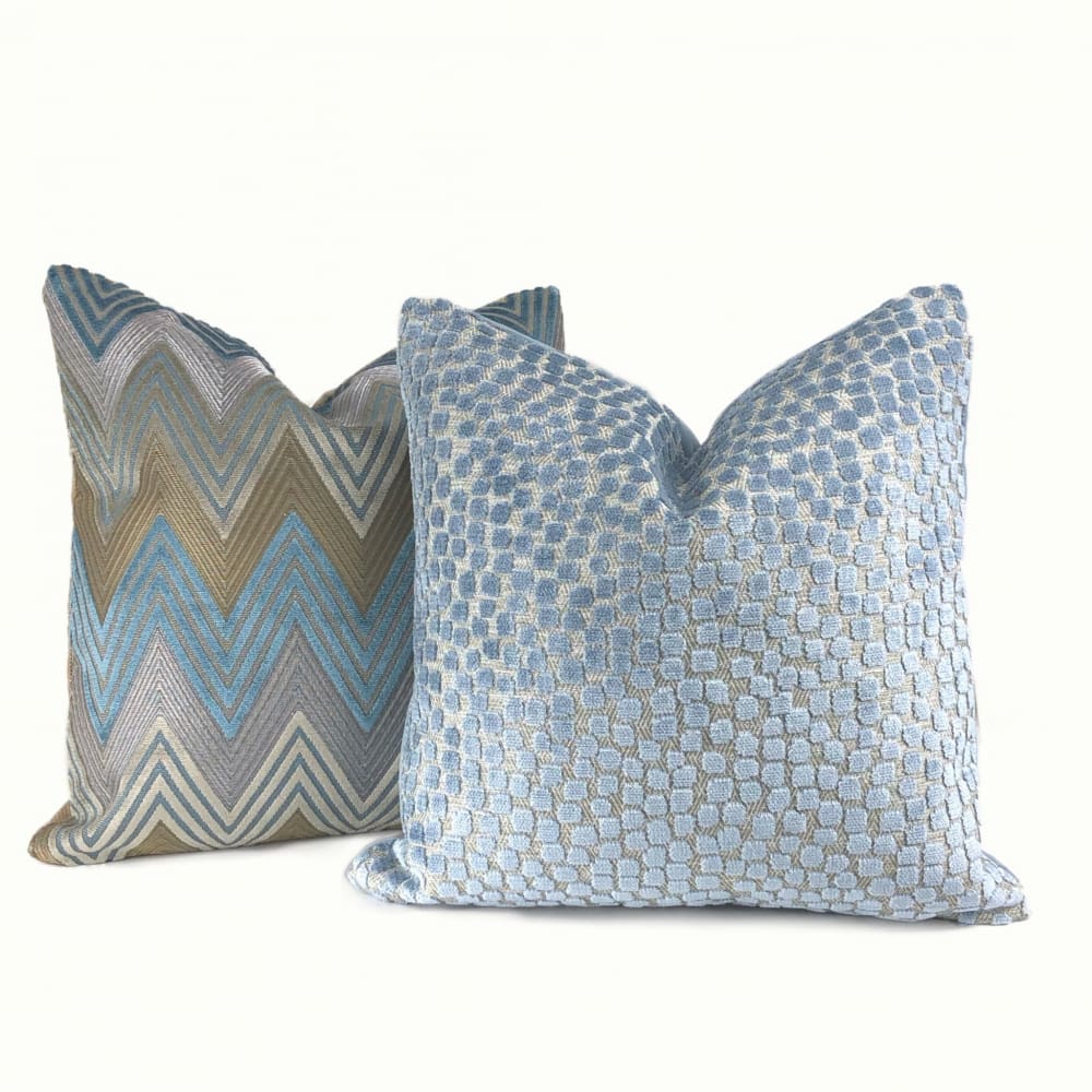 Flurries River Blue Cut Velvet Dots Pillow Cover - Aloriam