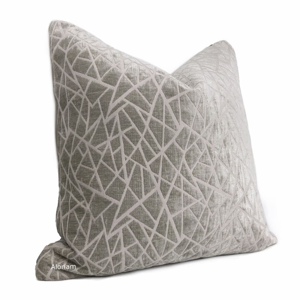 Fractal Gray Stone Modern Geometric Chenille Pillow Cover - Aloriam