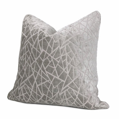 Fractal Gray Stone Modern Geometric Chenille Pillow Cover - Aloriam