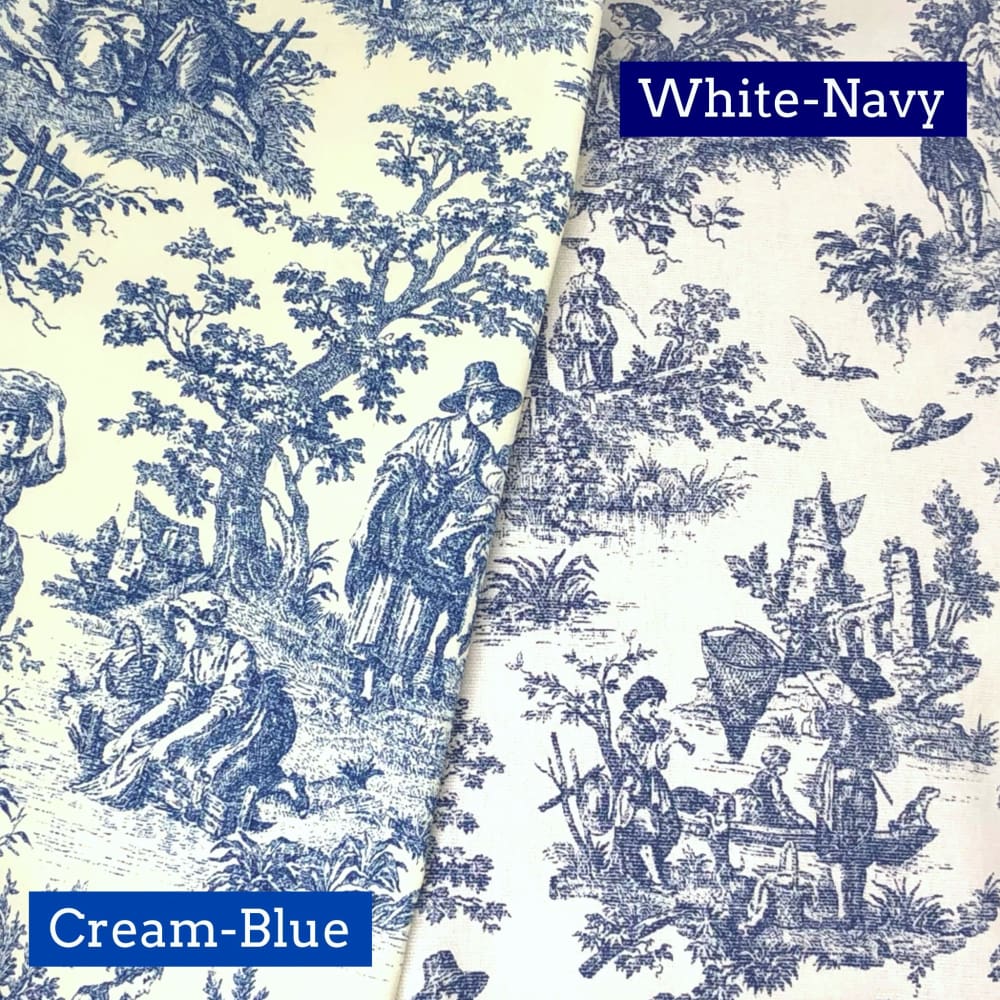 French Country Navy Blue White Toile Print Pillow Cover - Aloriam