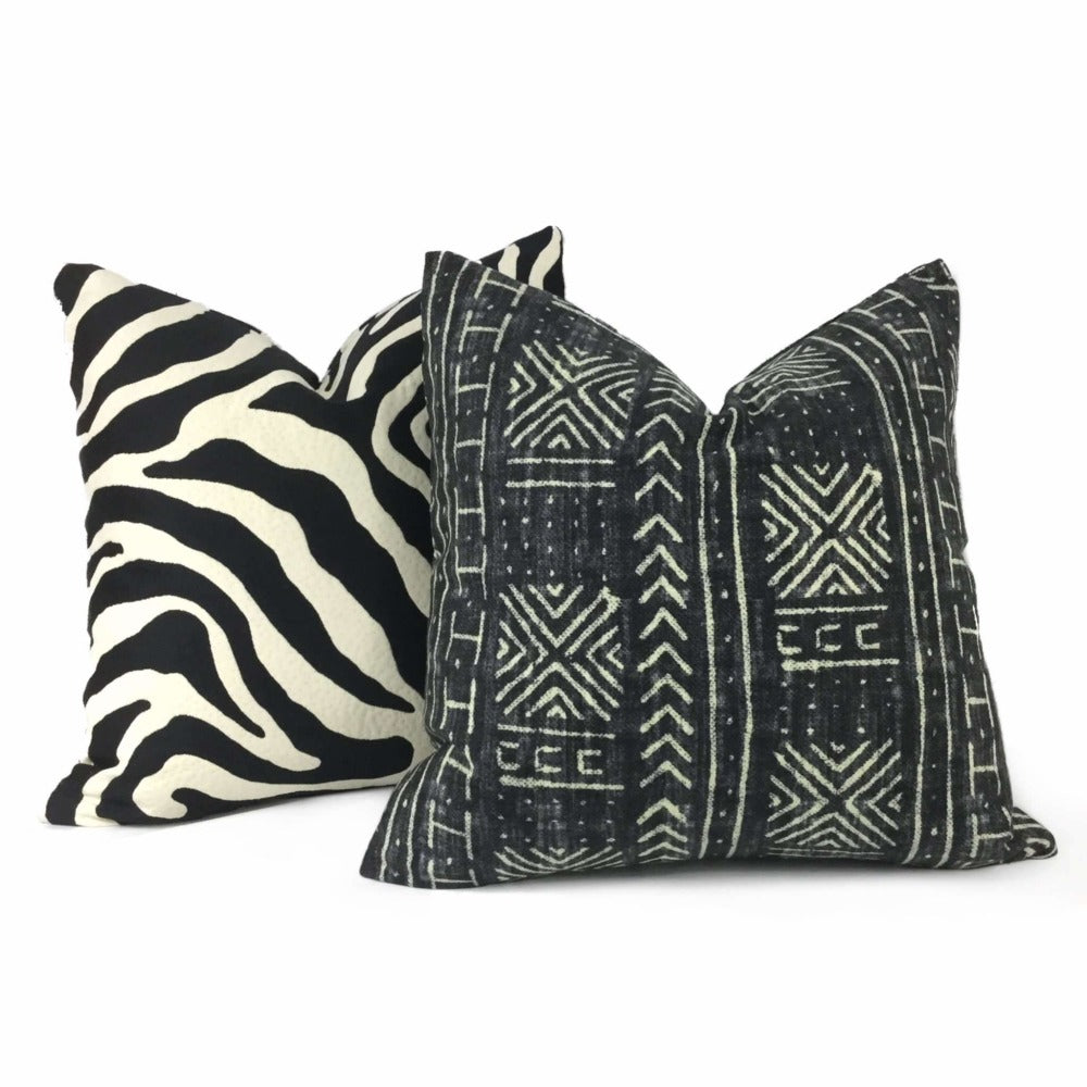 Set of 2 decorative Pillows covers 17x17,Baule Ikat African newest Fabric, Ethnic fabric, mudcloth, , boho bedding , Authentic African Mudcloth