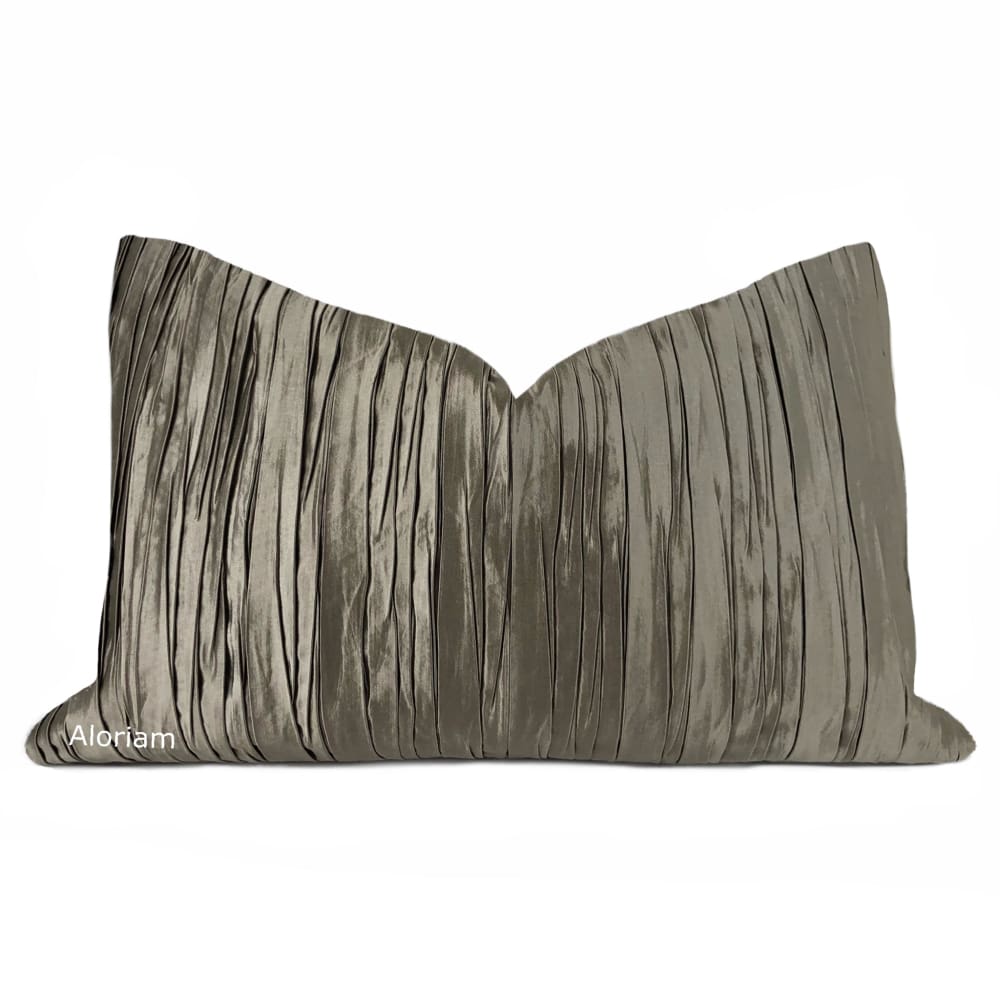 Giselle Taupe Brown Pleated Texture Pillow Cover - Aloriam