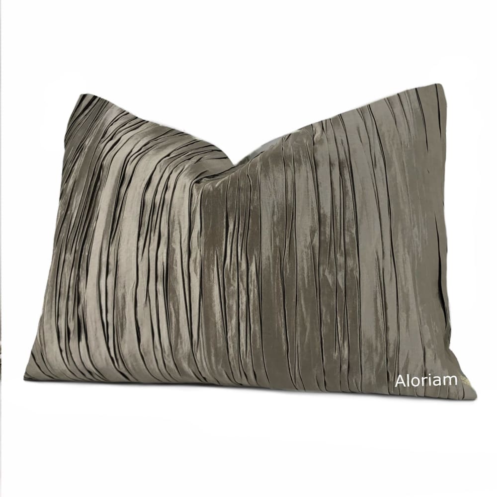 Giselle Taupe Brown Pleated Texture Pillow Cover - Aloriam