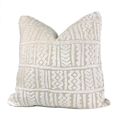 Giza Warm White Ethnic Cut Velvet Pillow Cover - Aloriam