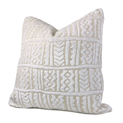 Giza Warm White Ethnic Cut Velvet Pillow Cover - Aloriam