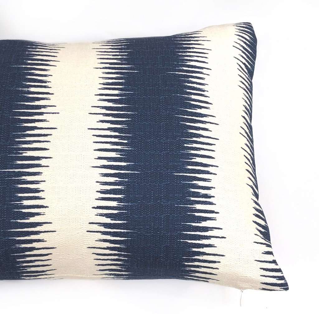 Goji Navy Blue & Cream Tribal Stripe Pillow Cover Cushion Pillow Case Euro Sham 16x16 18x18 20x20 22x22 24x24 26x26 28x28 Lumbar Pillow 12x18 12x20 12x24 14x20 16x26 by Aloriam