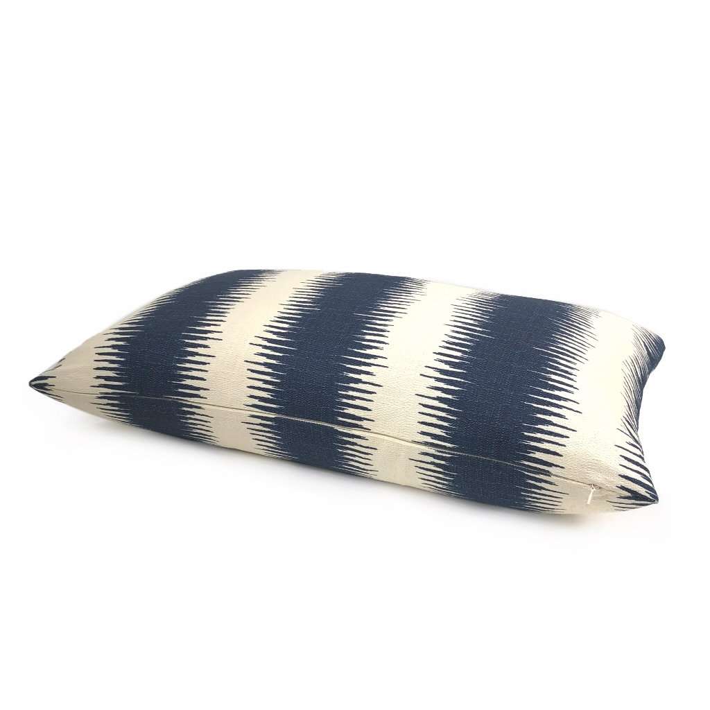 Goji Navy Blue & Cream Tribal Stripe Pillow Cover Cushion Pillow Case Euro Sham 16x16 18x18 20x20 22x22 24x24 26x26 28x28 Lumbar Pillow 12x18 12x20 12x24 14x20 16x26 by Aloriam