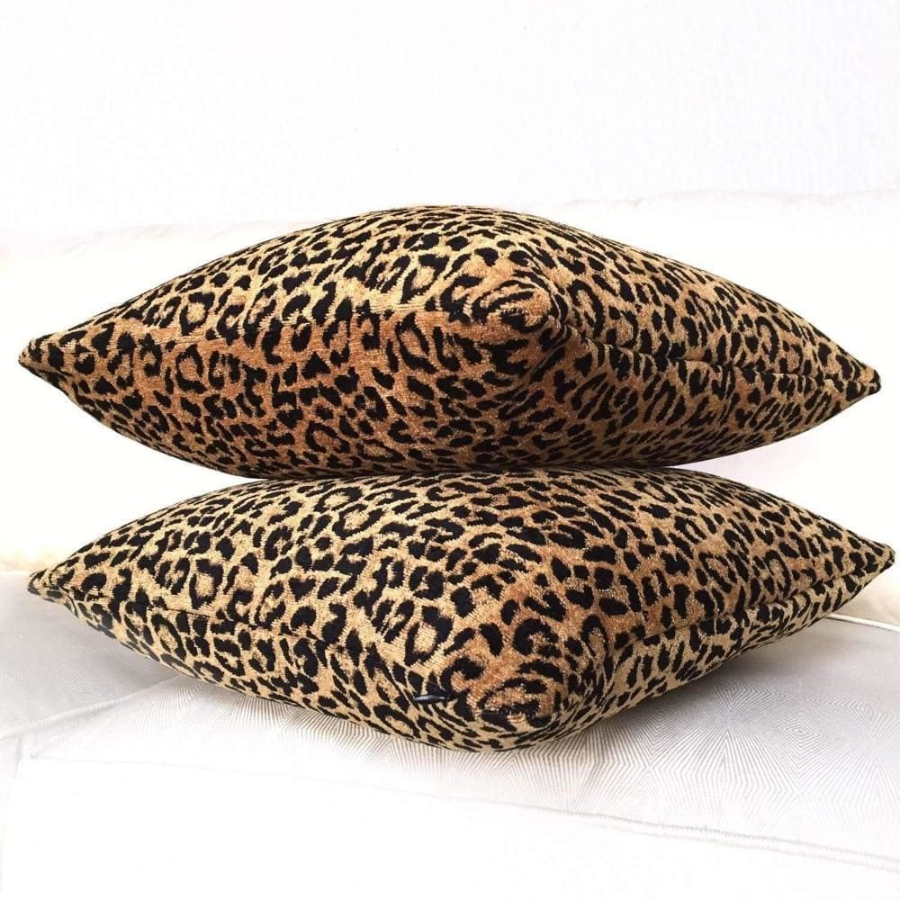 Gold & Black Leopard Cheetah Faux Big Cat Print Pillow Cover - Aloriam