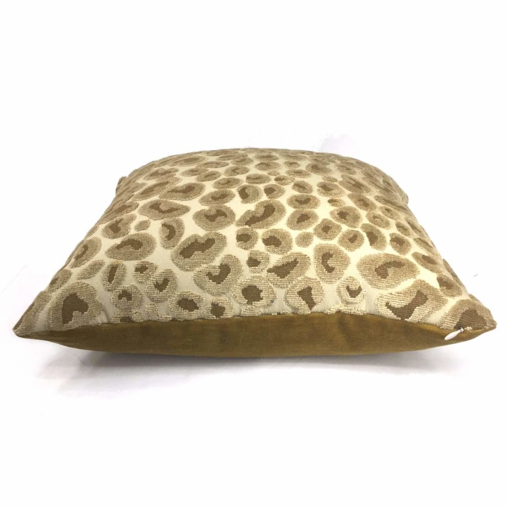 Camel Gold Leopard Spot Velvet Cushion Pillow Case