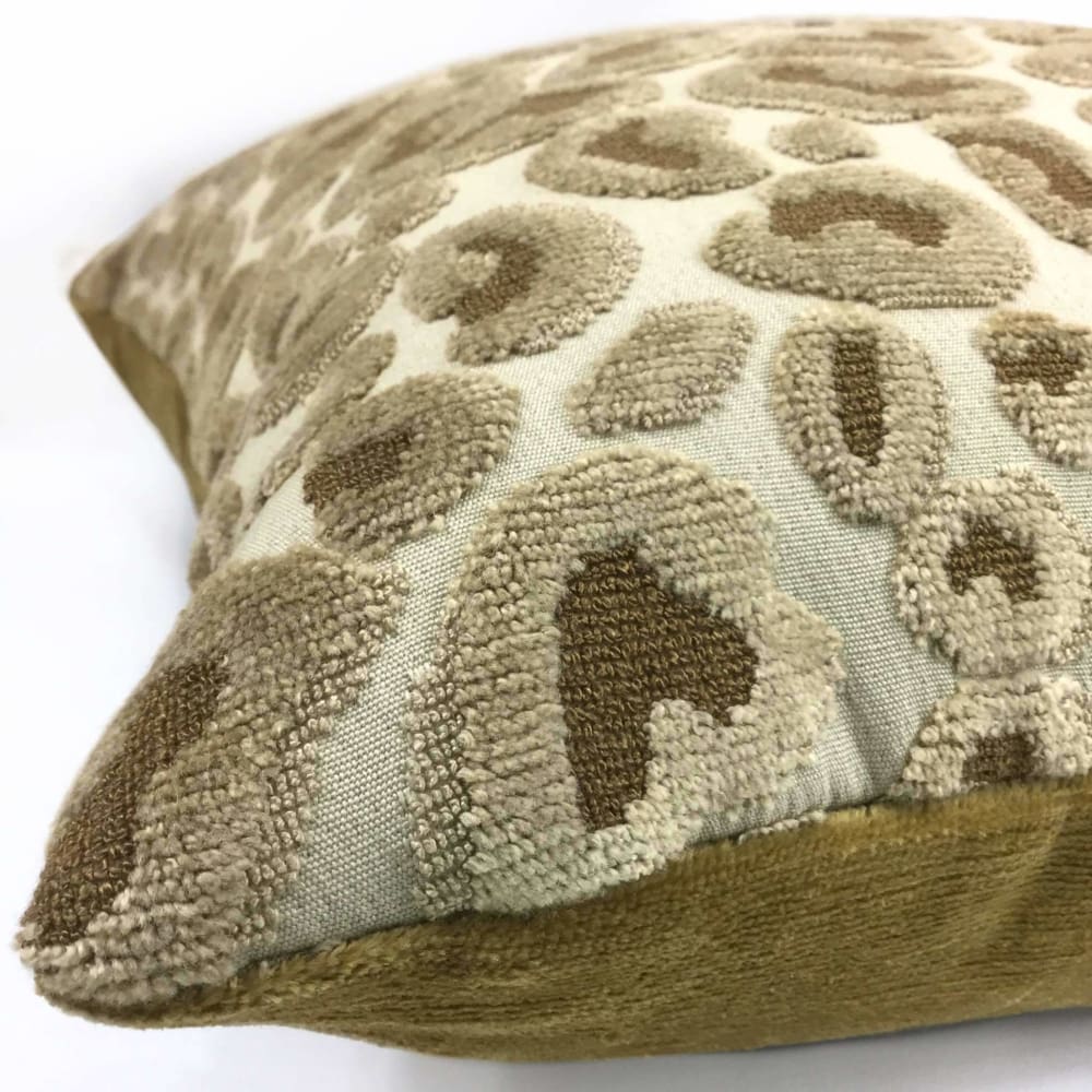 Camel Gold Leopard Spot Velvet Lumbar Pillow 12x18 12x24 14x20 16x26