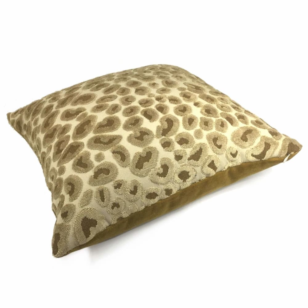 Camel Gold Leopard Spot Velvet Throw Pillow