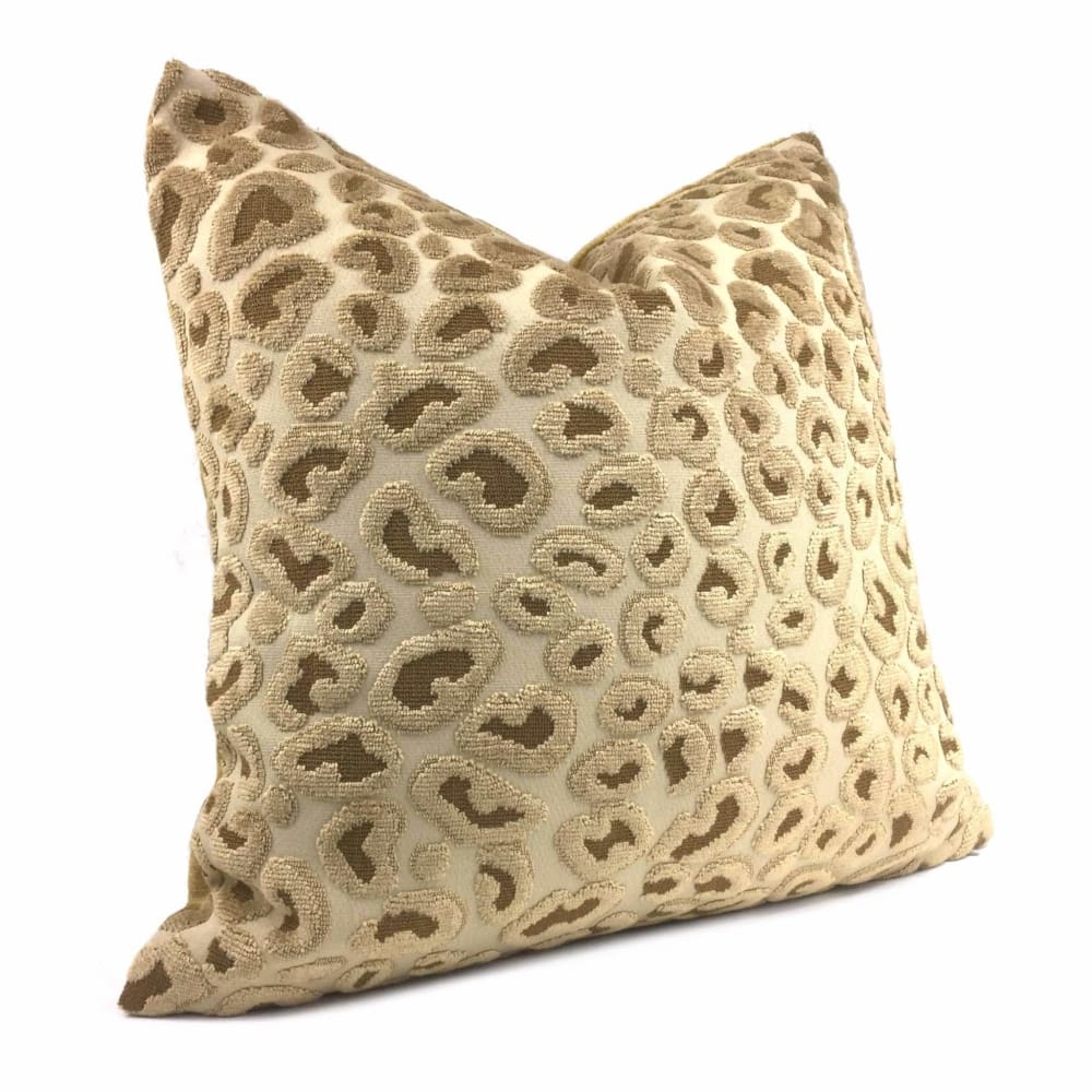 Camel Gold Leopard Spot Velvet Pillow Euro Sham 24x24 26x26