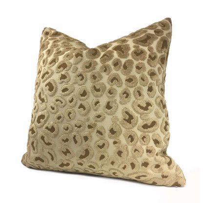 Camel Gold Leopard Spot Velvet Decorative Pillow