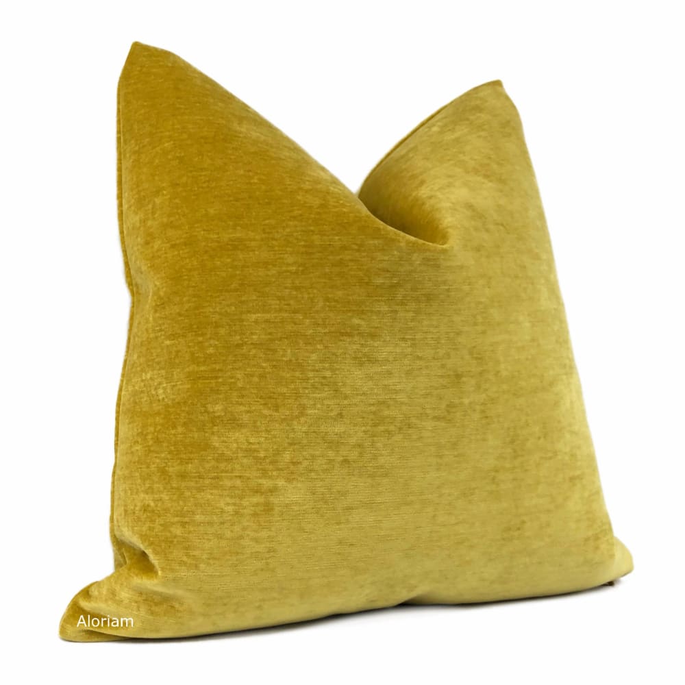 Golden Mustard Yellow Velvet Pillow Cover - Aloriam