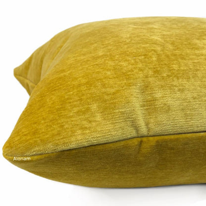 Golden Mustard Yellow Velvet Pillow Cover - Aloriam