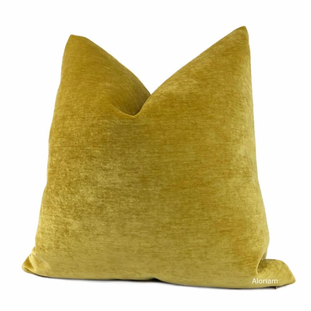 Golden Mustard Yellow Velvet Pillow Cover - Aloriam