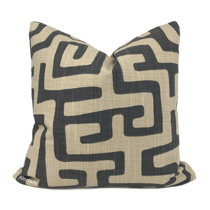 Gopal Black Tan Tribal Maze Pillow Cover - Aloriam