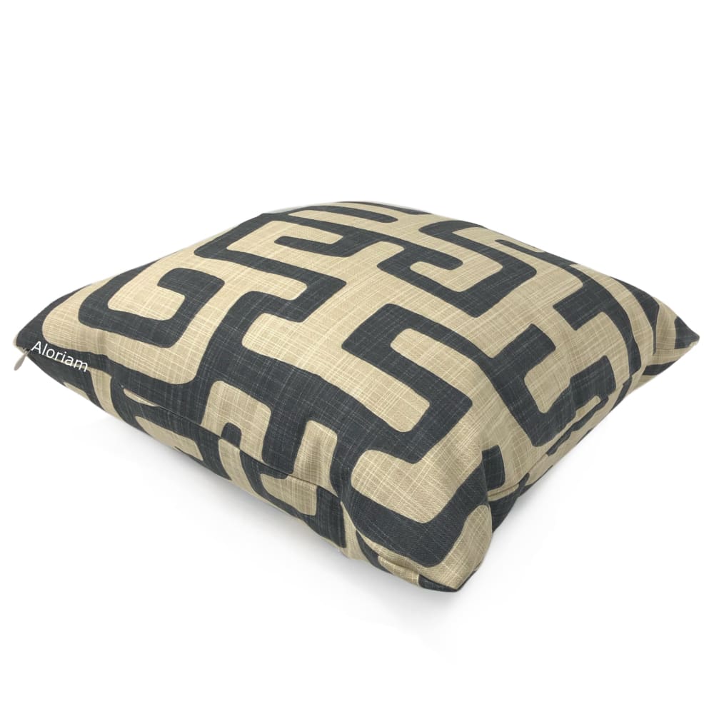 Gopal Black Tan Tribal Maze Pillow Cover - Aloriam