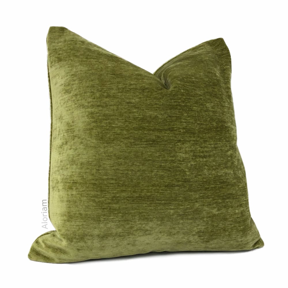 Grafton Olive Green Chenille Velvet Pillow Cover - Aloriam