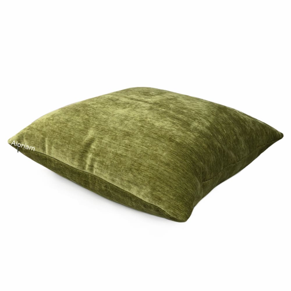 Grafton Olive Green Chenille Velvet Pillow Cover - Aloriam