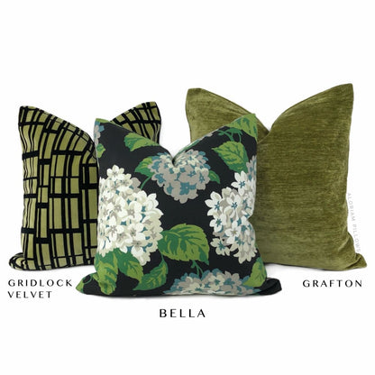 Grafton Olive Green Chenille Velvet Pillow Cover - Aloriam