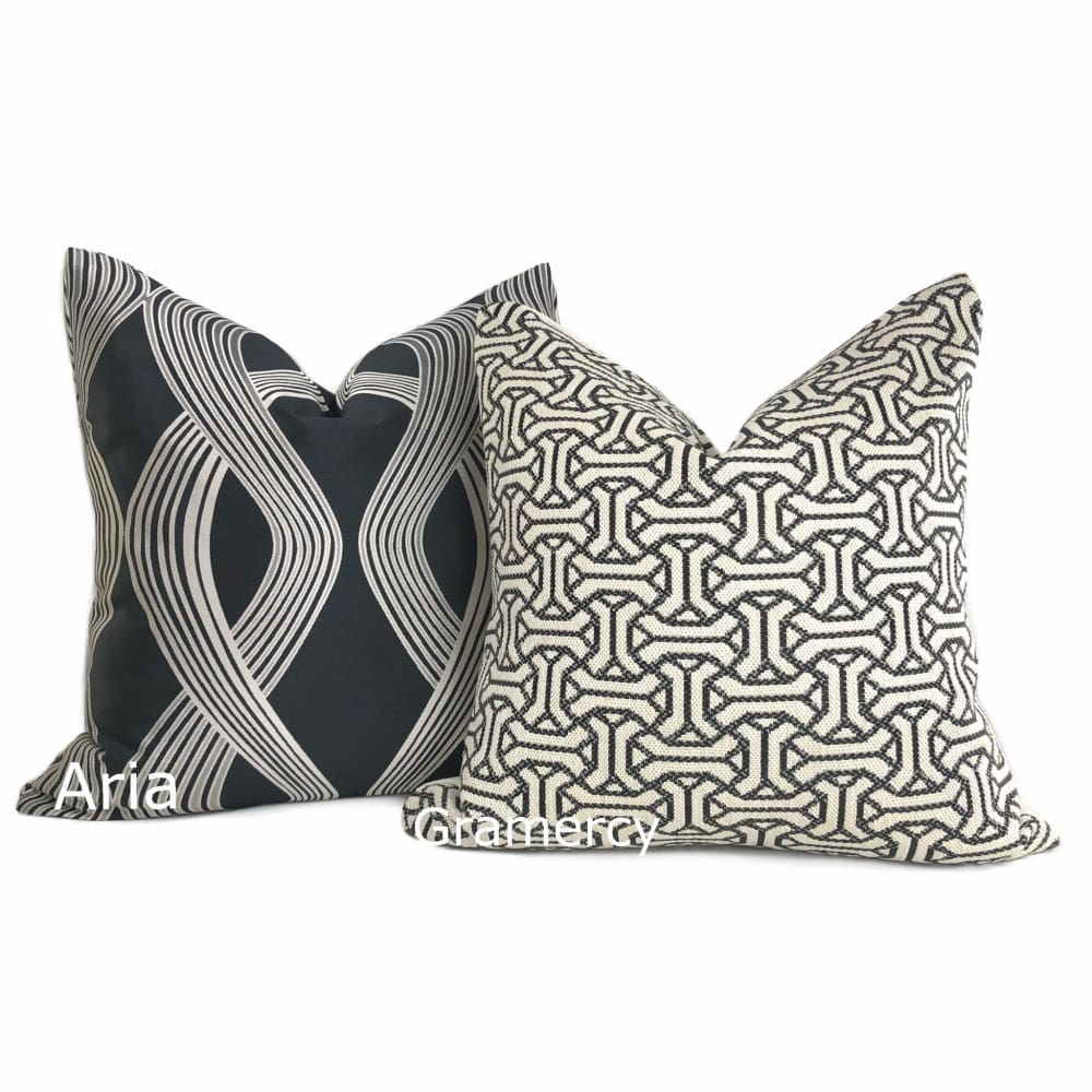 Gramercy II Black Cream Geometric Pillow Cover - Aloriam