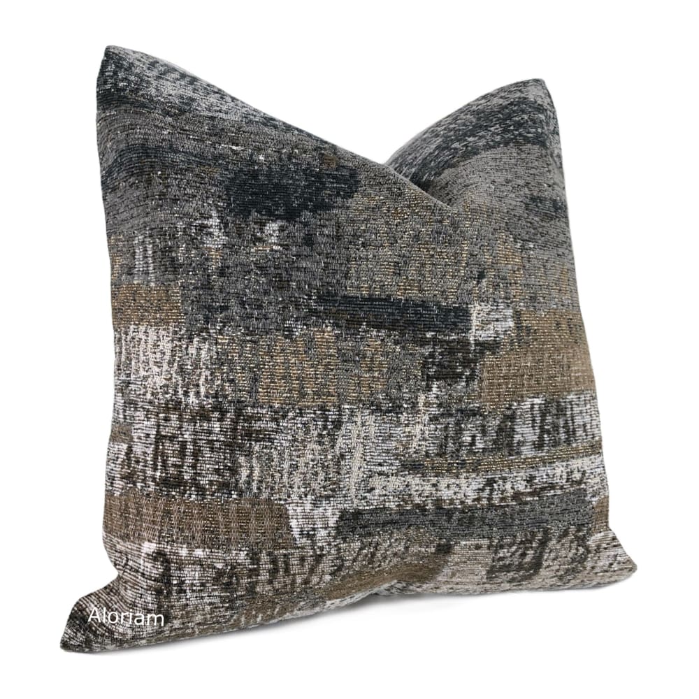 Grand Teton II Charcoal Gray Brown Texture Pillow Cover - Aloriam