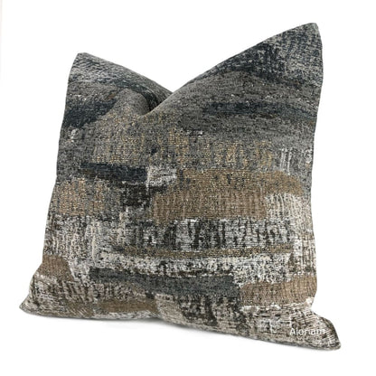 Grand Teton II Charcoal Gray Brown Texture Pillow Cover - Aloriam