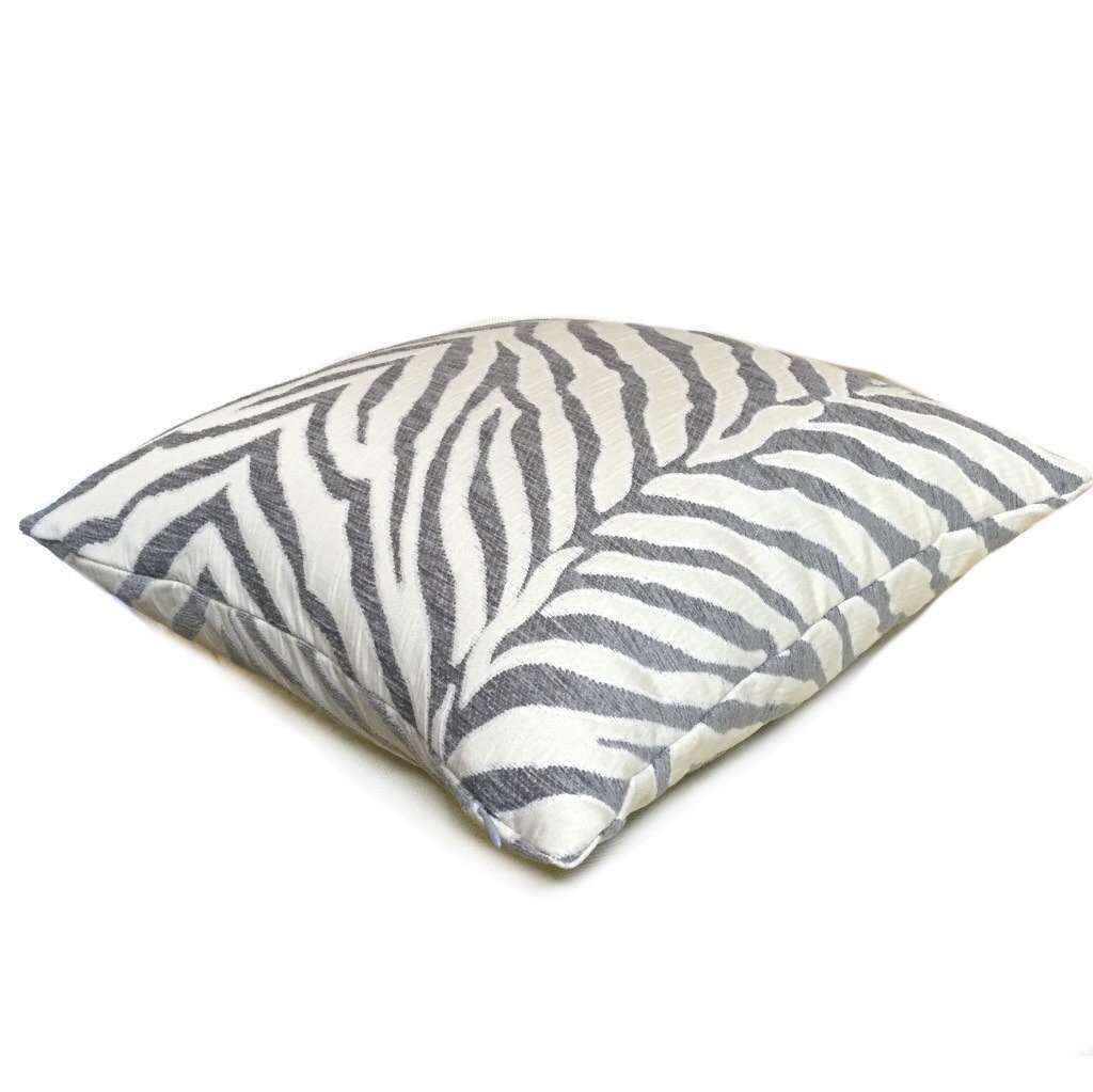 Gray Cream Tiger Zebra Stripes Upholstery Chenille Pillow Cover