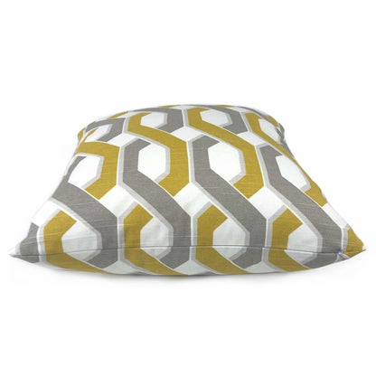 Gray Yellow White Twisted Geometric Stripe Throw Pillow 16x16 18x18 20x20 22x22