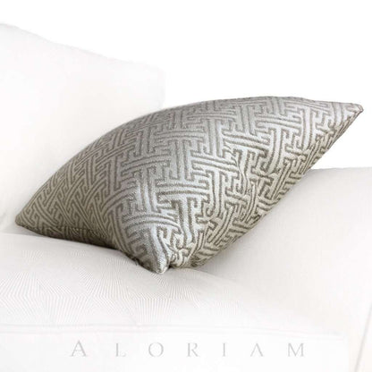 Greek Key Geometric Taupe Brown Beige Upholstery Pillow Cushion Cover