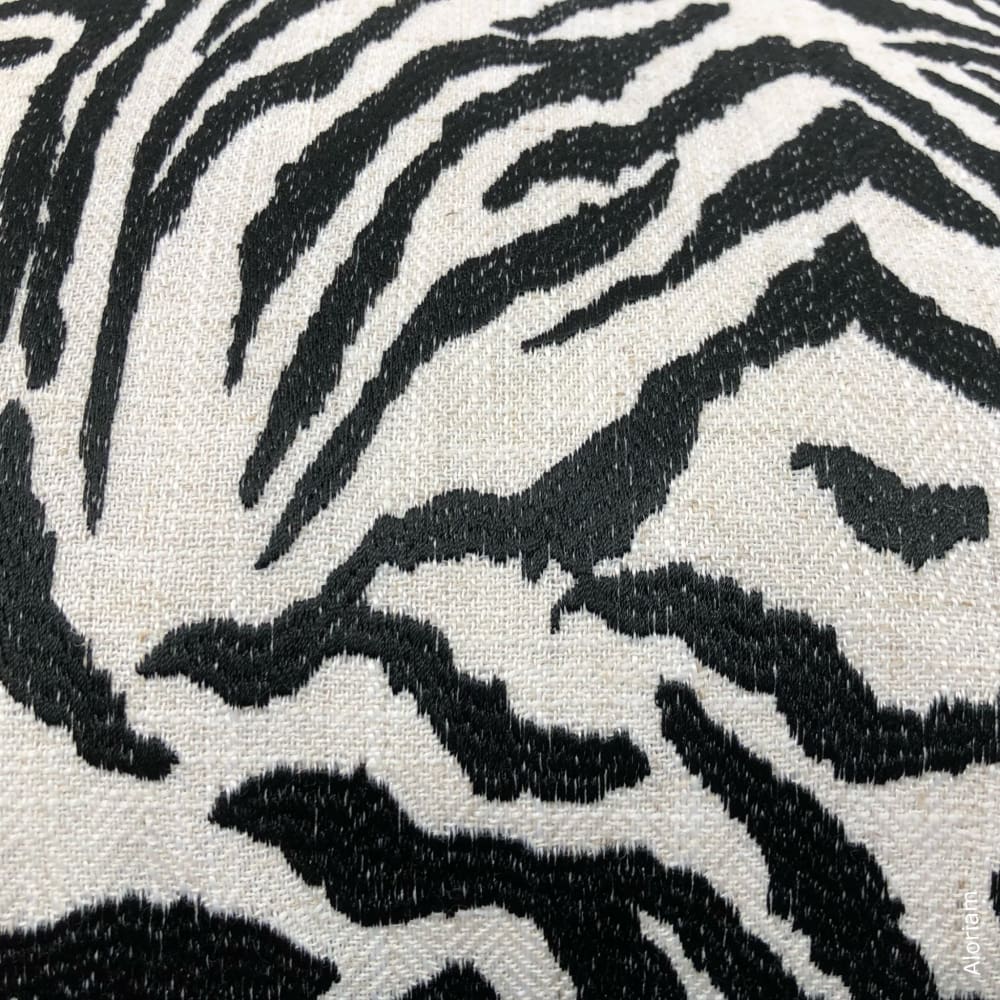 Guillermo Black White Embroidered Zebra Stripe Pillow Cover - Aloriam