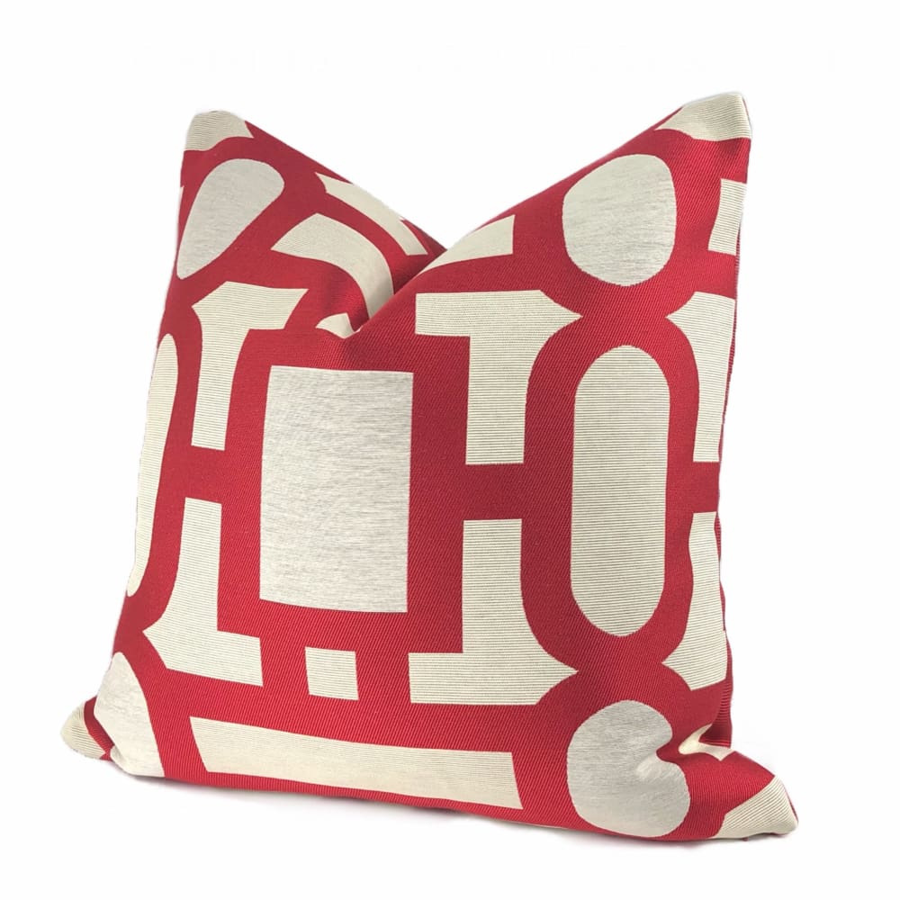 Harlow Lacquer Red Art Deco Geometric Pillow Cover - Aloriam