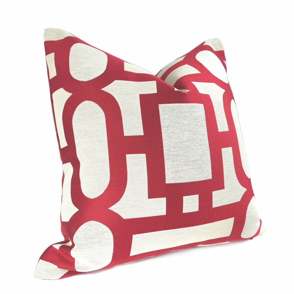 Harlow Lacquer Red Art Deco Geometric Pillow Cover - Aloriam