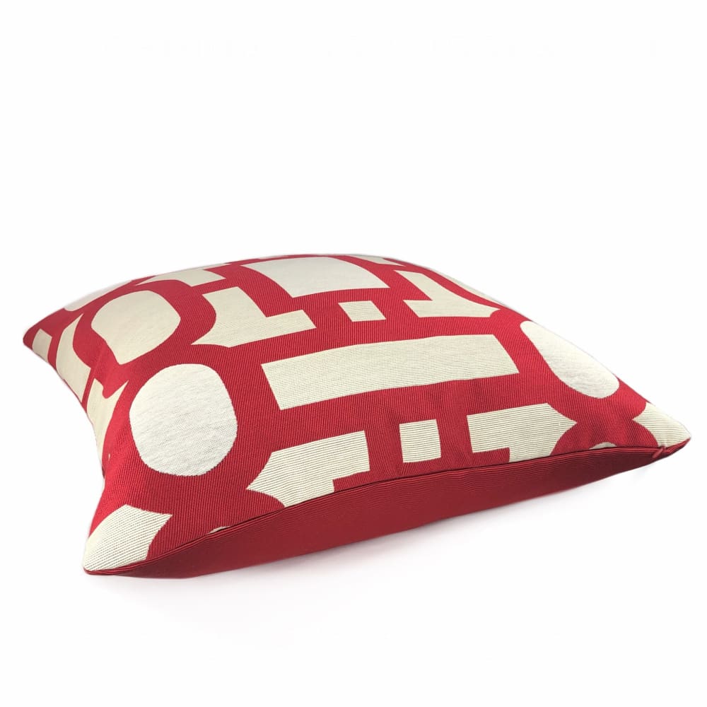 Harlow Lacquer Red Art Deco Geometric Pillow Cover - Aloriam