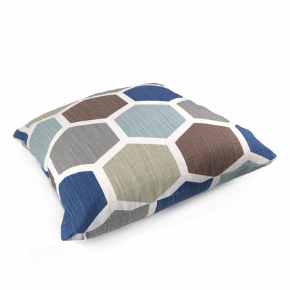 Hexxa Brown Blue Beige Geometric Blocks Pillow Cover - Aloriam