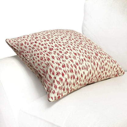 Highland Court Monogram Leopold Poppy Red Ivory Modern Animal Spots Pillow Cover, Fits 12x20 12x24 14x20 16x26 16" 18" 20" 22" 24" Cushions