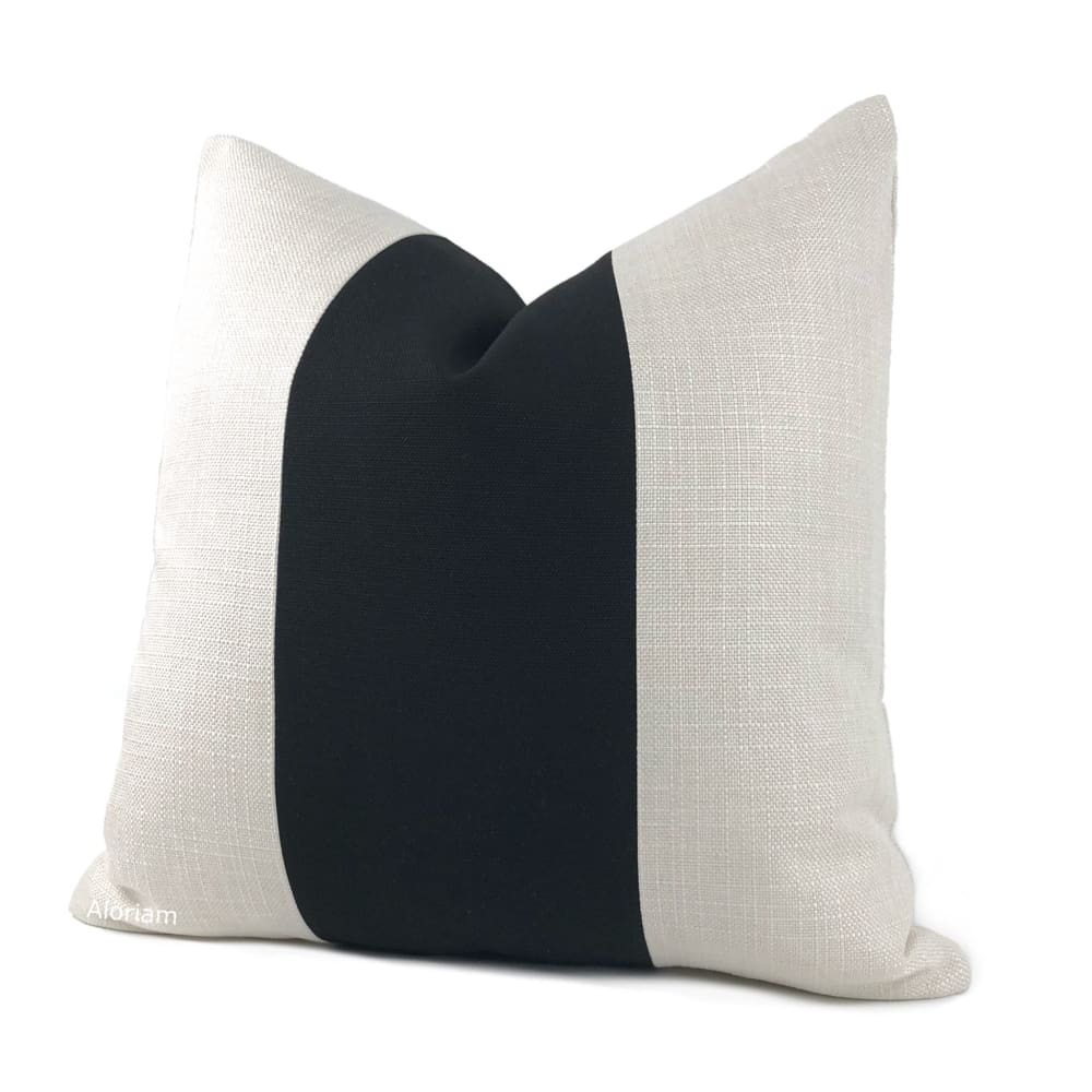 Hudson Black Creamy White Wide Panel Stripe Pillow Cover - Aloriam