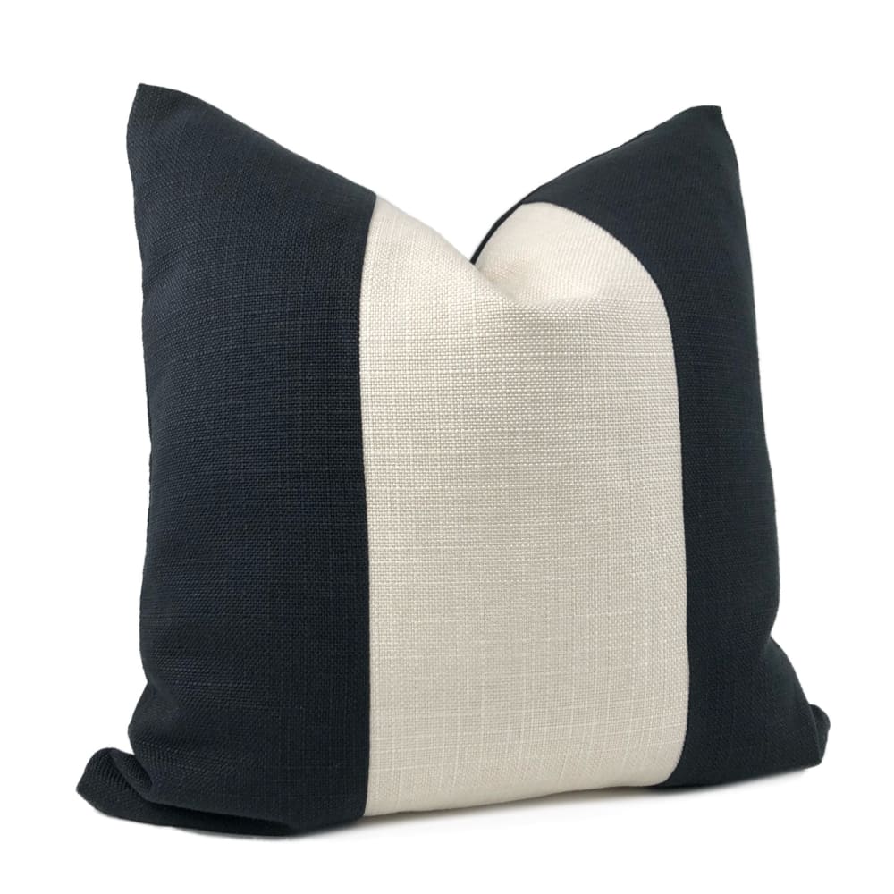 Hudson II Black Creamy White Wide Panel Stripe Pillow Cover - Aloriam