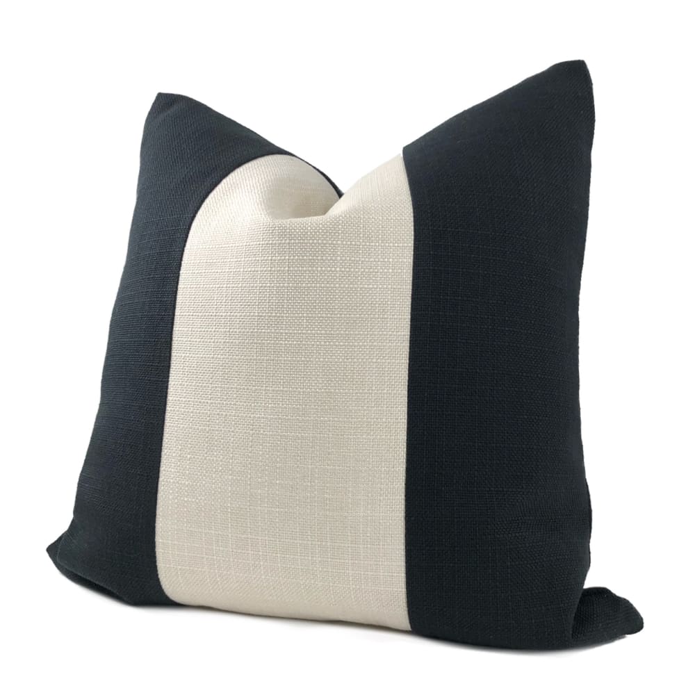 Hudson II Black Creamy White Wide Panel Stripe Pillow Cover - Aloriam