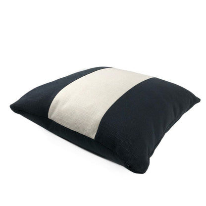 Hudson II Black Creamy White Wide Panel Stripe Pillow Cover - Aloriam