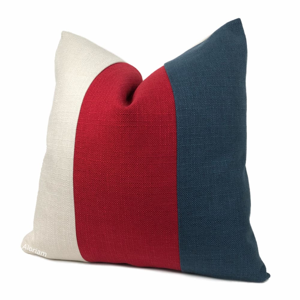 Hudson Red White Blue Wide Panel Stripe Pillow Cover - Aloriam