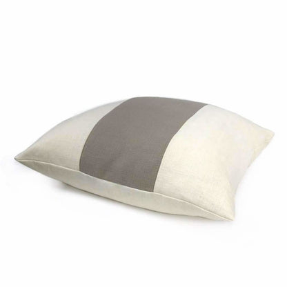 Hudson Two Color Cream & Taupe Brown Wide Panel Stripe Pillow Case Euro Sham 24x24 26x26 28x28 by Aloriam