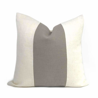 Hudson Two Color Cream & Taupe Brown Wide Panel Stripe Pillow Cover Cushion Pillow Case Euro Sham 16x16 18x18 20x20 22x22 24x24 26x26 28x28 Lumbar Pillow 12x18 12x20 12x24 14x20 16x26 by Aloriam