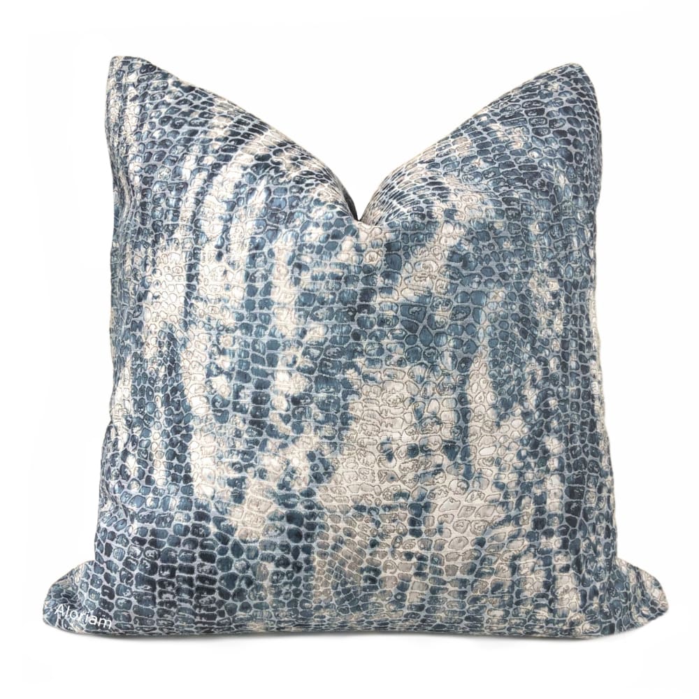 Hydra Teal Cream Faux Crocodile Pillow Cover - Aloriam