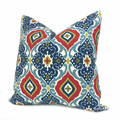 Idriss Blue Green Red Ethnic Tile Pillow Cover - Aloriam