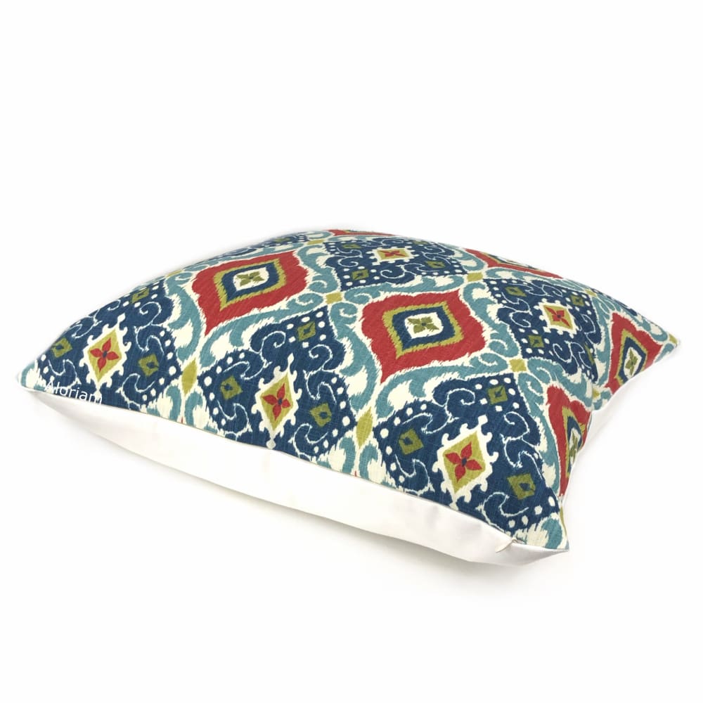 Idriss Blue Green Red Ethnic Tile Pillow Cover - Aloriam