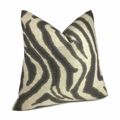 Lacefield Designs Ikat Zebra Steel Gray Tan Beige Animal Stripe Cushion Cover