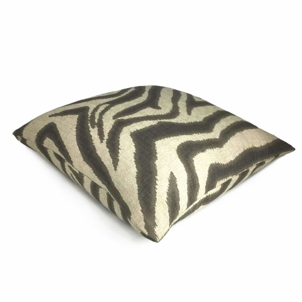 Lacefield Designs Ikat Zebra Steel Gray Tan Beige Animal Stripe 26x26 Pillow Cover