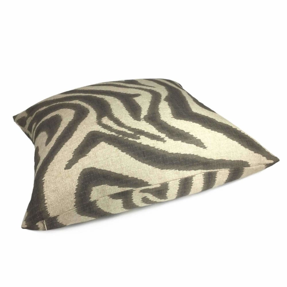 Lacefield Designs Ikat Zebra Steel Gray Tan Beige Animal Stripe Throw Pillow Cover